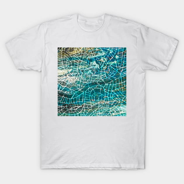 Mosaic Madness - Paint Pour Art - Unique and Vibrant Modern Home Decor for enhancing the living room, bedroom, dorm room, office or interior. Digitally manipulated acrylic painting. T-Shirt by cherdoodles